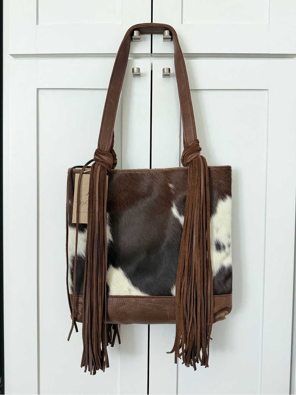 McFadin Stacy Laurie Cow Hair Leather Shoulder Bag Tote
